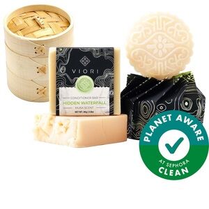 Viori hair shampoo & conditioner set with bamboo holder